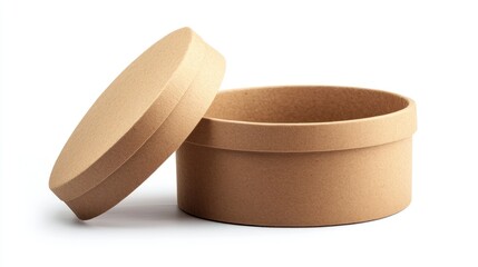 Poster - Cardboard Round Box with Removable Lid Isolated on Clean White Background for Packaging and Storage Solutions