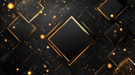 Aufkleber - Elegant Black and Gold Gradient Background with Blurred Squares and Sparkles for Luxury Themes