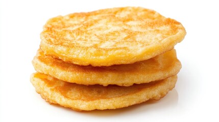 Aufkleber - Stack of Delicious Banana Pancakes Isolated on Clean White Background Ready for Serving and Enjoying in Breakfast or Brunch Meals