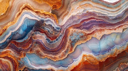 Poster - Vibrant geological formations showcasing intricate patterns in colorful sandstone and agate textures.