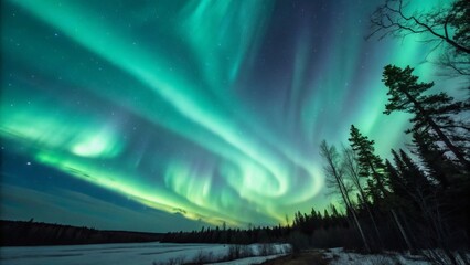 abstract aurora lights with vibrant green and blue tones