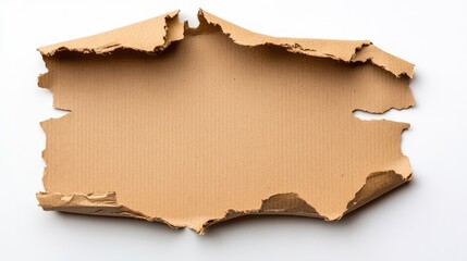 Poster - Torn cardboard paper texture with irregular cutouts isolated on a clean white background for creative design and packaging applications