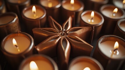 Poster - Candles arranged in a star shape with warm light creating a cozy and inviting atmosphere for celebrations and gatherings