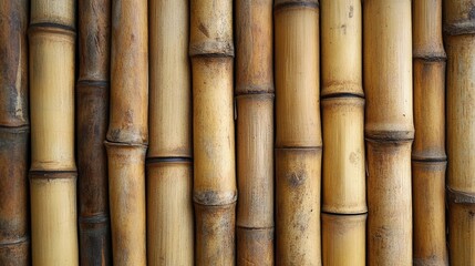 Poster - Bamboo tubes structured background showcasing natural texture and earthy tones for design and decoration projects.