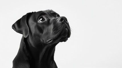 Aufkleber - Black Cane Corso Dog Portrait with Intense Expression on Clean White Background