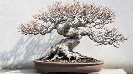 Poster - Bonsai Tree Displaying Intricate Branches in Tranquil Bonsai Village Setting