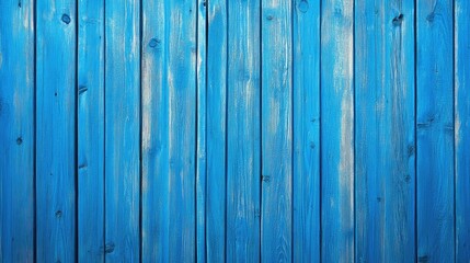 Poster - Vibrant close-up of a textured blue wooden wall showcasing rich tones and natural patterns for interior design or rustic themes.
