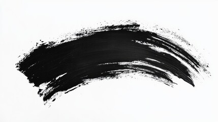 Aufkleber - Black paint stroke for artistic overlay on white background ideal for creative design projects and modern artwork presentations