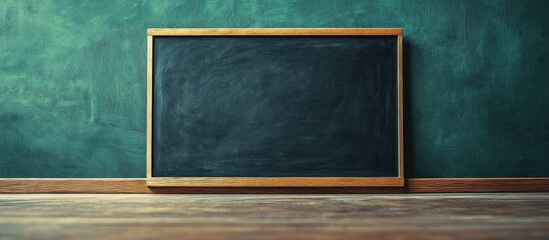 Poster - Chalkboard in dimly lit classroom setting with empty space for educational text and safety messages in global education theme