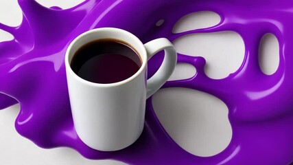 Poster - white cup with purple paint in it is on a white background. the cup is almost empty, with only a sma