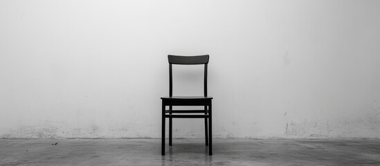Leinwandbilder - Empty room featuring a black chair against white walls ideal for copyspace and minimalist design concepts