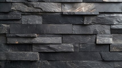 Poster - Textured Dark Slate Brick Wall Background for Architecture and Interior Design Projects