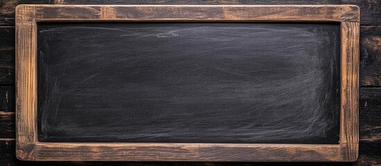 Poster - Rustic Wooden Framed Black Chalkboard Texture Empty Copyspace for Text Ideal for Menu Display or Creative Projects