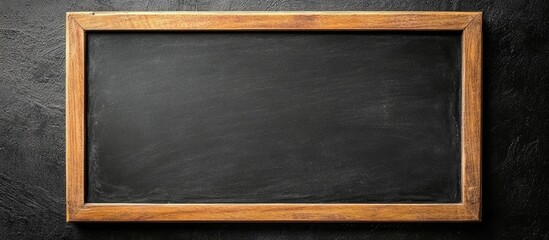 Poster - Chalkboard with Wooden Frame Top View Blank Space for Text Educational Background or Menu Display Design Concept