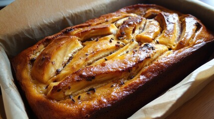 Poster - Delicious banana bread served warm with overripe bananas perfect for a comforting breakfast treat