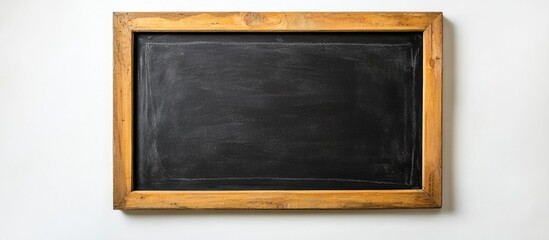 Poster - Black chalkboard with wooden frame on white background offering ample space for custom text or educational content and creative uses
