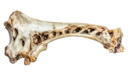 Poster - Pork Leg Bone Isolated on White Background Showing Detailed Structure and Texture for Culinary or Educational Use