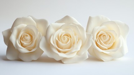 Aufkleber - Elegant white rose flowers arranged on a soft white background showcasing their delicate petals and subtle beauty.