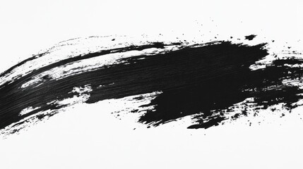 Fototapete - Black paint brush stroke on white background ideal for artistic overlays and creative design projects. High contrast for visual impact.