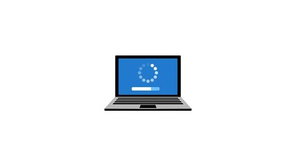 System software update and upgrade concept. Loading process in laptop screen. Motion graphics.