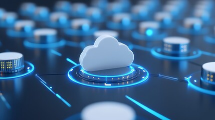 Poster - abstract cloud technology concept with circuits and data connections in a modern digital environment