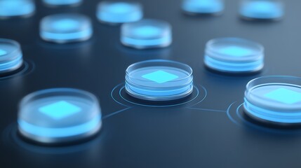 Poster - abstract digital representation of glowing nodes connected through dynamic pathways in a dark backgr