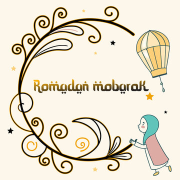Ramadan mobarak typography islamic Festival
