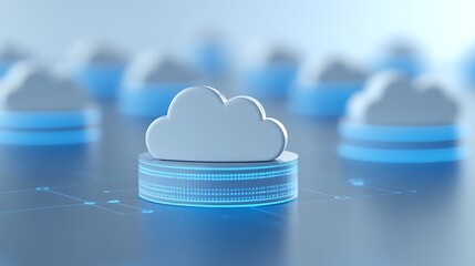 Poster - Cloud storage technology concept with digital data transfer and connectivity represented by 3D design