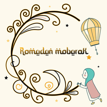 Ramadan mubarak typography islamic Festival