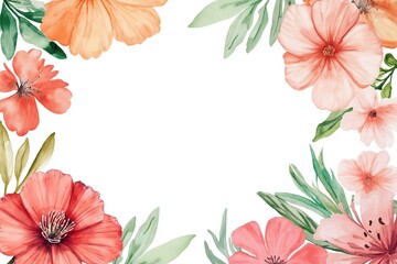 Wall Mural - watercolor paint of Floral boarder frame isolated on white background