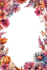 Wall Mural - watercolor paint of Floral boarder frame isolated on white background