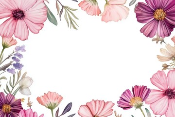 Wall Mural - watercolor paint of Floral boarder frame isolated on white background