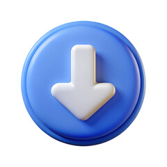 Fototapete - Download icon isolated over white background. 3D rendering. Plastic style