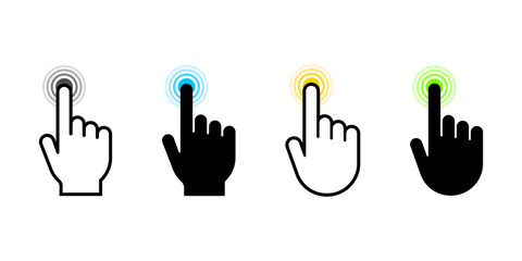 Poster - hand click icon set. clicking finger icon. pointer icon vectors. hand cursor icon vectors