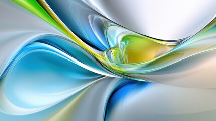 Poster - Swirling green and blue shapes blend harmoniously, evoking calmness and creativity in a dynamic abstract arrangement