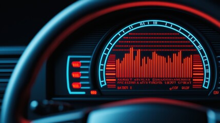 Poster - Digital Dashboard Display with Soundwave Visualization and Controls