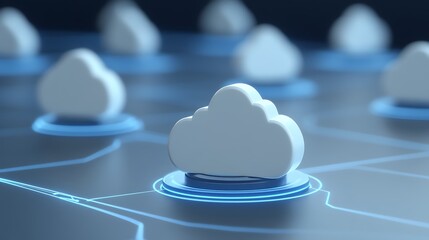 Poster - Modern Cloud Computing Concept with Abstract Digital Connections and Network Symbols in a Technology Setting