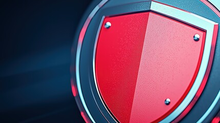 Poster - Red Shield Icon with Metallic Frame on Dark Background