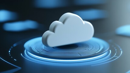 Poster - modern cloud computing concept with minimalist design and blue technology background