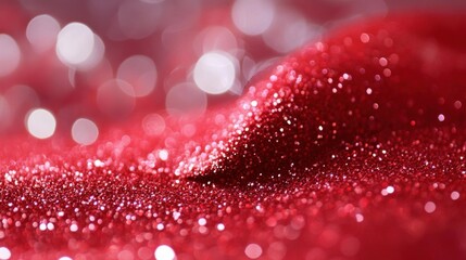 Poster - Vibrant red glitter sparkles with a beautiful bokeh background, creating a festive atmosphere ideal for celebrations or parties