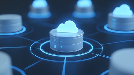 Poster - modern cloud computing technology with data storage and network connections visual representation