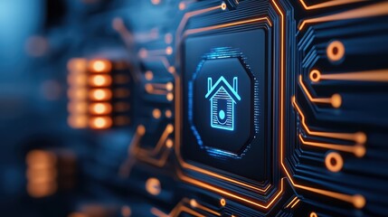 Poster - Smart Home Technology Concept with Circuit Board Background