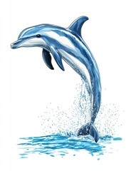 Poster - Dolphin leaping gracefully above the water in a vibrant splash of colors. Generative AI