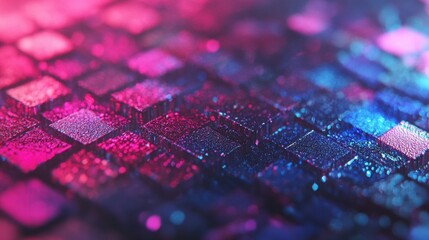 Poster - Colorful and vibrant squares shimmer with a blend of light, creating a striking and dynamic abstract background ideal for various creative projects