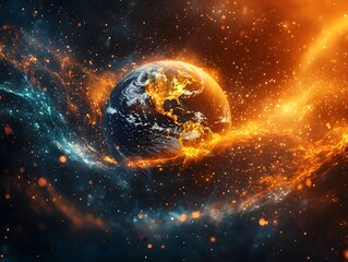 Poster - Vibrant Earth Enveloped in Waves of Creative Energy and Harmony