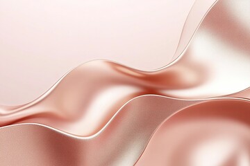 Poster - Futuristic abstract background with liquid metal waves in elegant rose gold tones and ample space for text overlay
