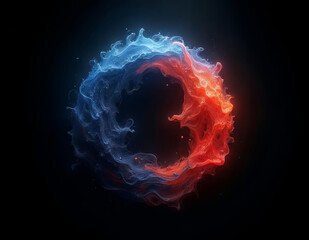 Poster - Dynamic Swirls of Color: A Stunning Visualization of Fiery Red and Cool Blue in Motion