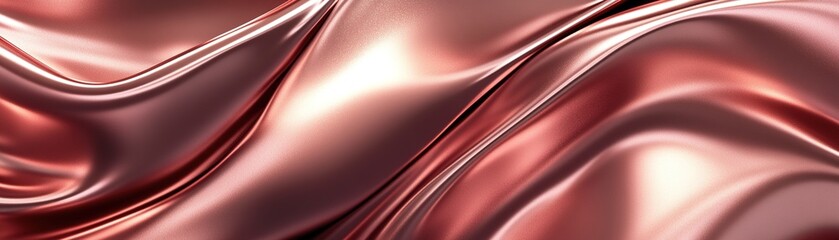 Poster - Futuristic abstract background with liquid metal waves in rose gold tones creating an elegant and modern atmosphere suitable for various design projects
