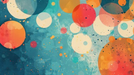 Poster - Brightly colored circles create an abstract design with varying sizes and textures, showcasing a playful exploration of color and form