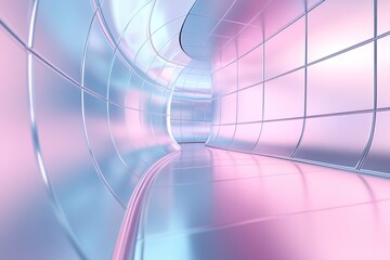 Poster - Futuristic abstract metallic background showcasing an iridescent gradient in pastel tones with clean spaces for text overlay